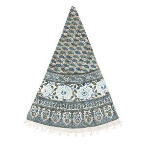 Persian Qalamkar ( Tapestry ) Tablecloth, Blue Flower Design 6