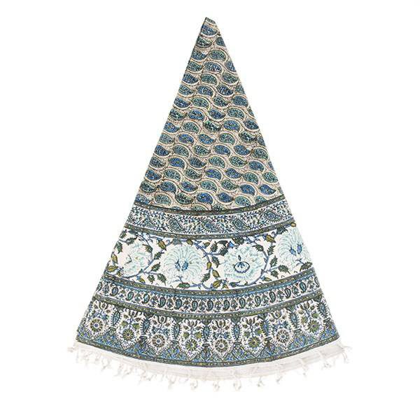 Persian Qalamkar ( Tapestry ) Tablecloth, Blue Flower Design 4