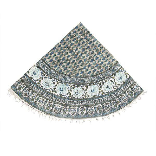 Persian Qalamkar ( Tapestry ) Tablecloth, Blue Flower Design 2