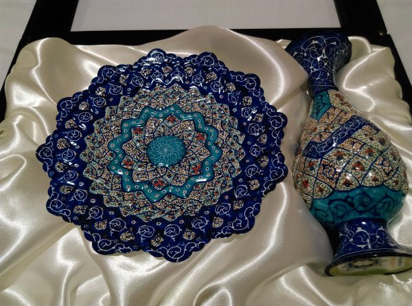 Minakari Persian Enamel Plate and pot set 4