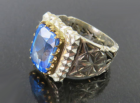 Topaz Gemstone & Silver Ring, King Design 3