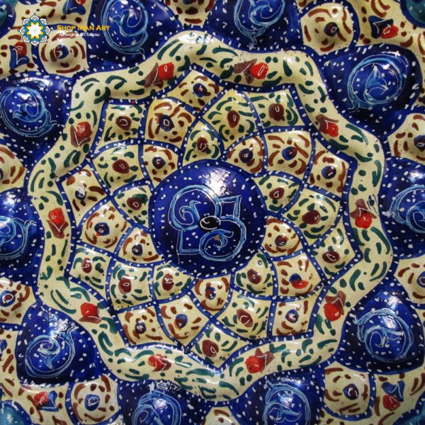 Minakari Persian Enamel Wall Plate, Flower Design