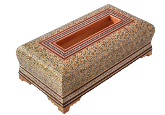 Persian Marquetry Khatam Kari Tissue Box, Diamond Design 4