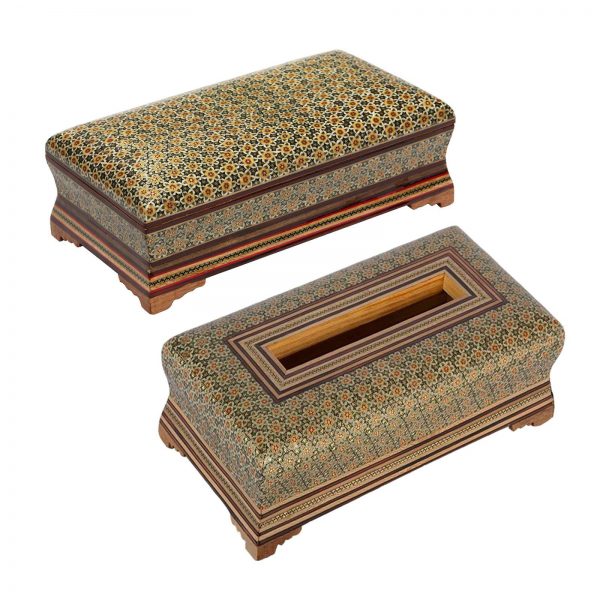 Persian Marquetry Spoon & Fork Box and Tissue Box Set, King Design 3