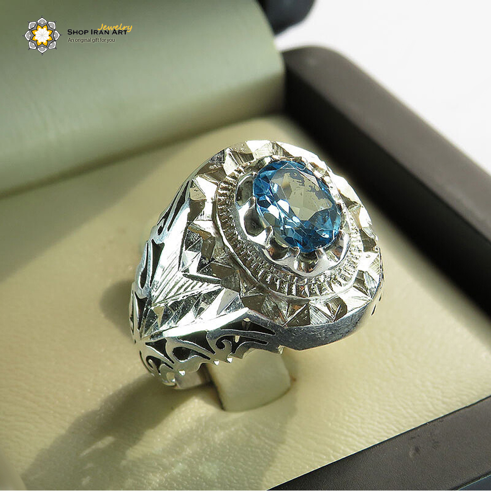 One of A Kind Blue Topaz Silver Ring No:1