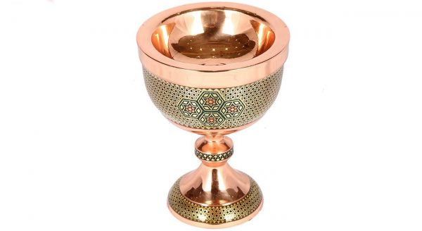 Persian Marquetry Khatam Kari Copper Goblet, Royal Design 6