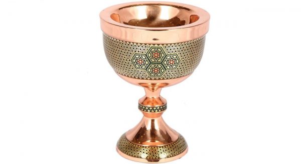 Persian Marquetry Khatam Kari Copper Goblet, Royal Design 3