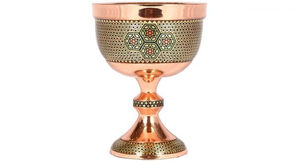 Persian Marquetry Khatam Kari Copper Goblet, Royal Design 7