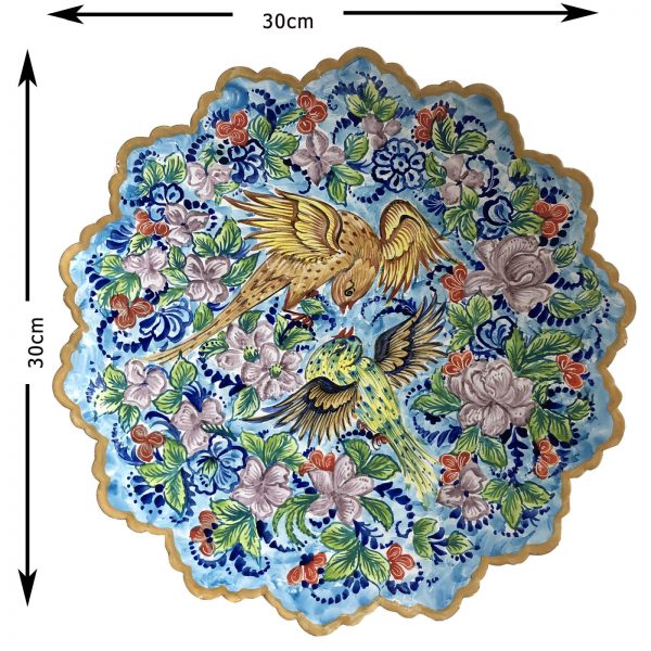 Mina-kari Persian Enamel Plate, Eden Bird Design 3