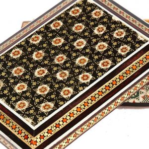 Persian Marquetry Jewelry Box, Black Stars Design 8