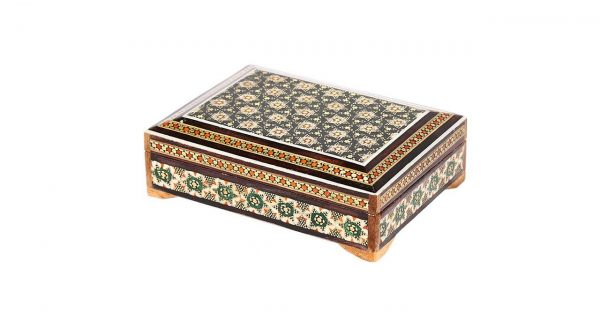 Persian Marquetry Jewelry Box, Black Stars Design 3