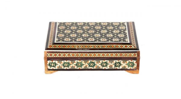 Persian Marquetry Jewelry Box, Black Stars Design 4