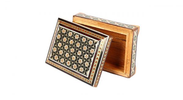Persian Marquetry Jewelry Box, Black Stars Design 5