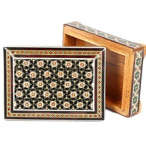 Persian Marquetry Jewelry Box, Black Stars Design 13