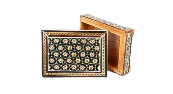 Persian Marquetry Jewelry Box, Black Stars Design 8