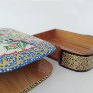 Persian Marquetry Khatam Kari Jewelry Box, Eden Birds Design 7
