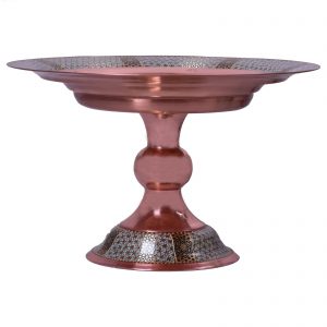 Persian Marquetry Khatam Kari Pedestal Bowl Dish Copper, Royal Design 8
