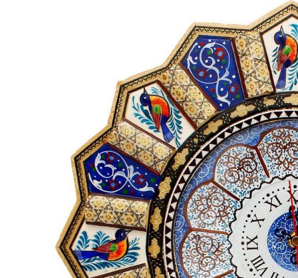 Persian Marquetry Khatam Kari Wall Clock, Fly Design 3