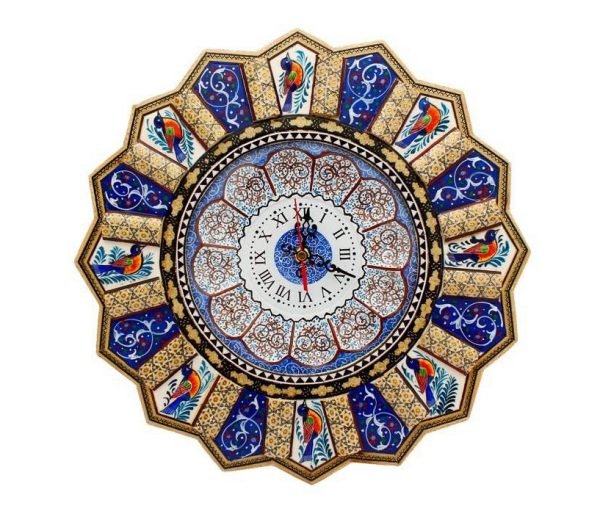 Persian Marquetry Khatam Kari Wall Clock, Fly Design 6