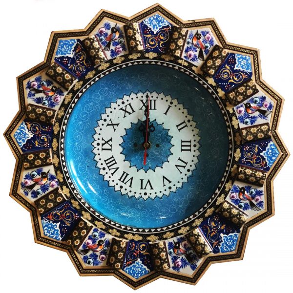 Persian Marquetry (Khatam Kari) Wall Clock, Spring Design 3