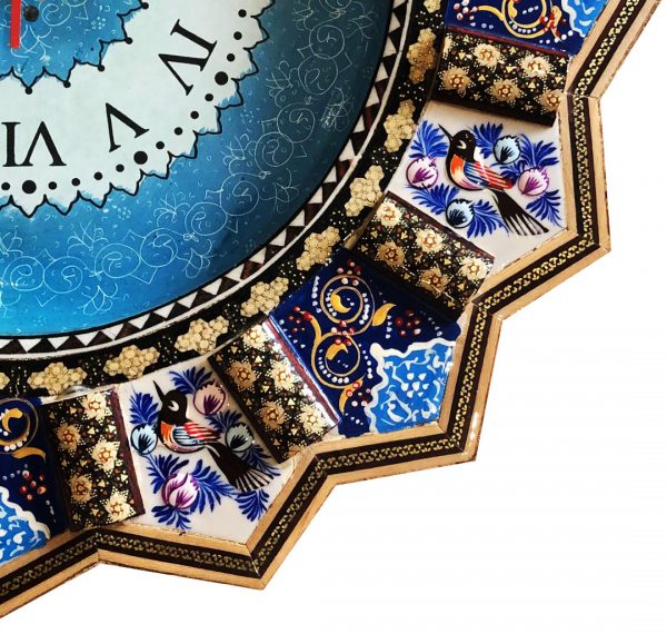 Persian Marquetry (Khatam Kari) Wall Clock, Spring Design 4