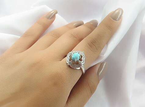 Silver Turquoise Ring, Countess Design 3
