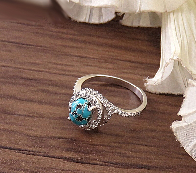 Silver Turquoise Ring, Helga Design 3