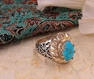 Silver Turquoise Ring, Hero Design 3