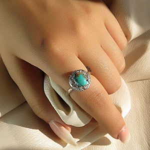 Silver Turquoise Ring, Lady Louise Design 10