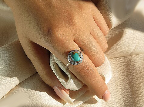 Silver Turquoise Ring, Lady Louise Design 4