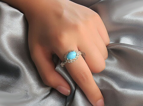 Silver Turquoise Ring, Lux Design 5