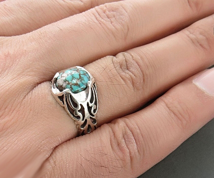 Silver Turquoise Ring, Pierre Design 5