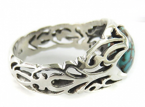 Silver Turquoise Ring, Pierre Design 8