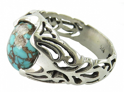 Silver Turquoise Ring, Pierre Design 9