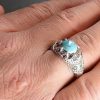 Silver Turquoise Ring, Trojan Design 1
