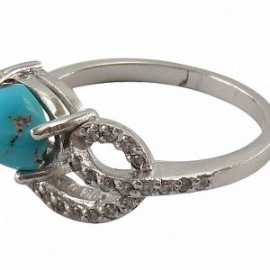 Silver Turquoise Ring, Wind Design 10