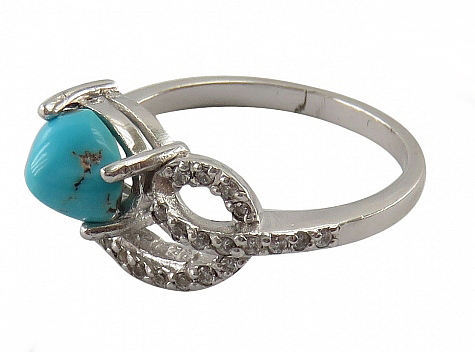 Silver Turquoise Ring, Wind Design 4