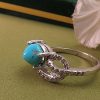 Silver Turquoise Ring, Wind Design 1