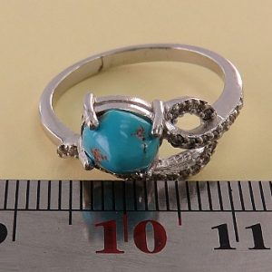 Silver Turquoise Ring, Wind Design 12
