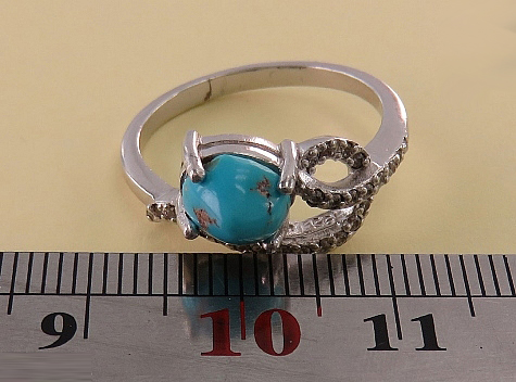 Silver Turquoise Ring, Wind Design 6