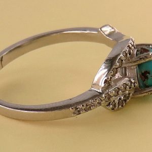 Silver Turquoise Ring, Wind Design 15