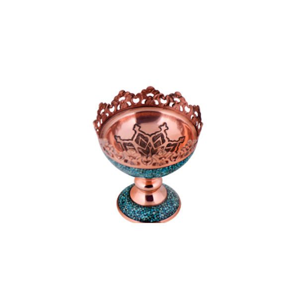 Turquoise Stone & Copper Pedestal Candy/Nuts Bowl Dish, Alexander Design (1 PC) 4