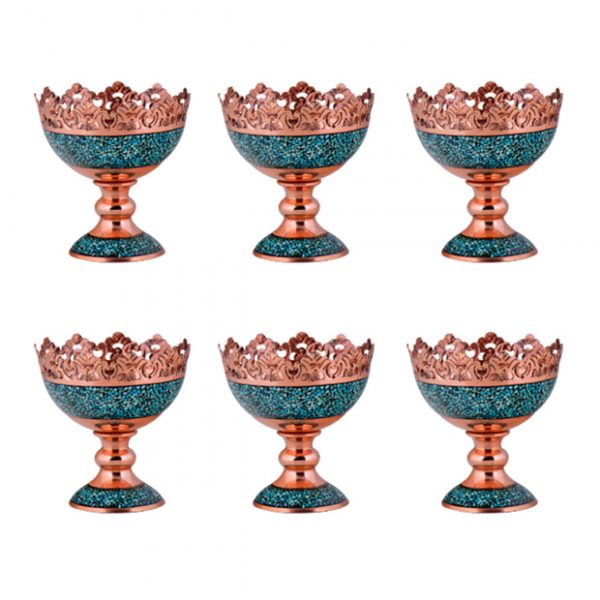 Turquoise Stone & Copper Pedestal Candy/Nuts Bowl Dish, Alexander Design (6 PCs) 3