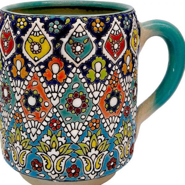 Enamel on pottery mug, Garden Design 4