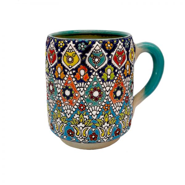Enamel on pottery mug, Garden Design 3