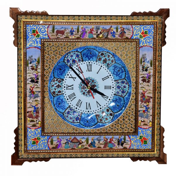 Handmade Wall Clock, Minakari & Khatam-kari, Royal Hunt Design 3
