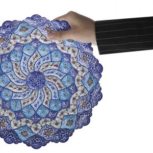 Mina-kari Persian Enamel Plate, Blue Planet Design 8