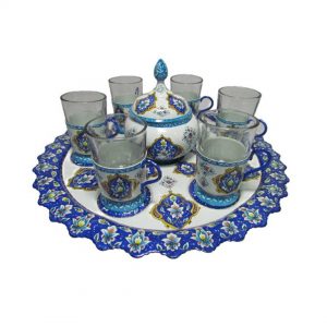 Persian Enamel Tea Cup Set, 8 Pieces 8