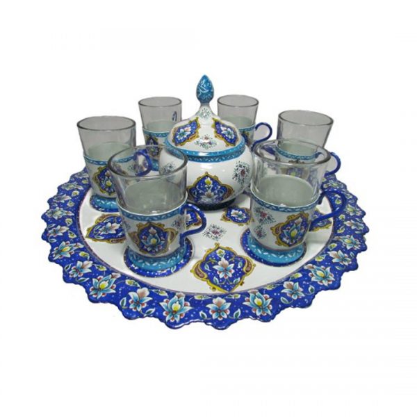 Persian Enamel Tea Cup Set, 8 Pieces 4