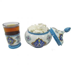 Persian Enamel Tea Cup Set, 8 Pieces 9